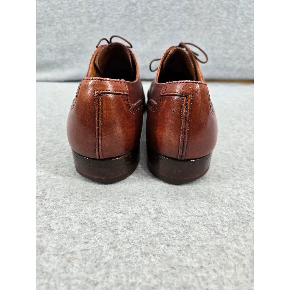 Peal & Co Brooks Brothers Mens Brown Leather Cap Toe Brogue Oxford Shoes 9.5 D